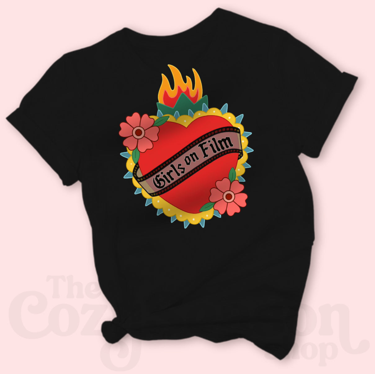 GIRLS ON FILM - Color logo on Black Cozy T-Shirt