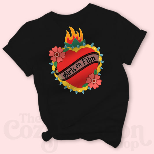 GIRLS ON FILM - Color logo on Black Cozy T-Shirt