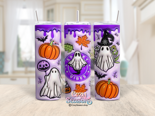 SPOOKY VIBES - PURPLE - printed simulated 3D effect - 20oz Skinny Tumbler