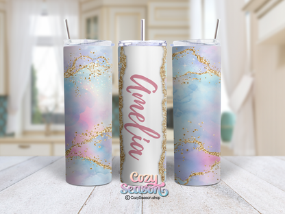 Pastel Marble & Gold - 20oz Stainless Steel Travel Tumbler