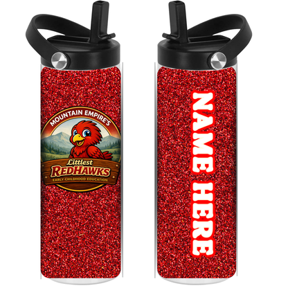 LITTLEST REDHAWKS - Red Glitter Print -  Sport Top Water Bottle