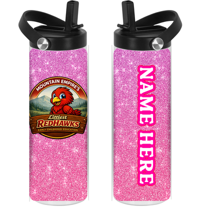 LITTLEST REDHAWKS - Prettiest Pink Glitter Print -  Sport Top Water Bottle