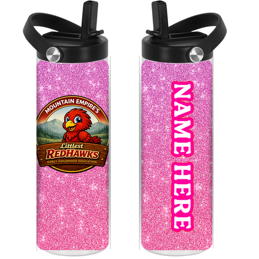 LITTLEST REDHAWKS - Prettiest Pink Glitter Print -  Sport Top Water Bottle