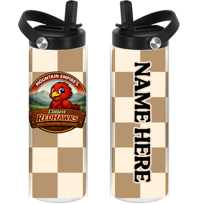 LITTLEST REDHAWKS - Tan Checkers -  Sport Top Water Bottle