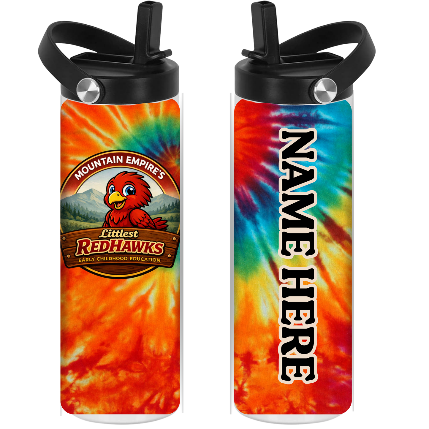 LITTLEST REDHAWKS - Tie Dye -  Sport Top Water Bottle