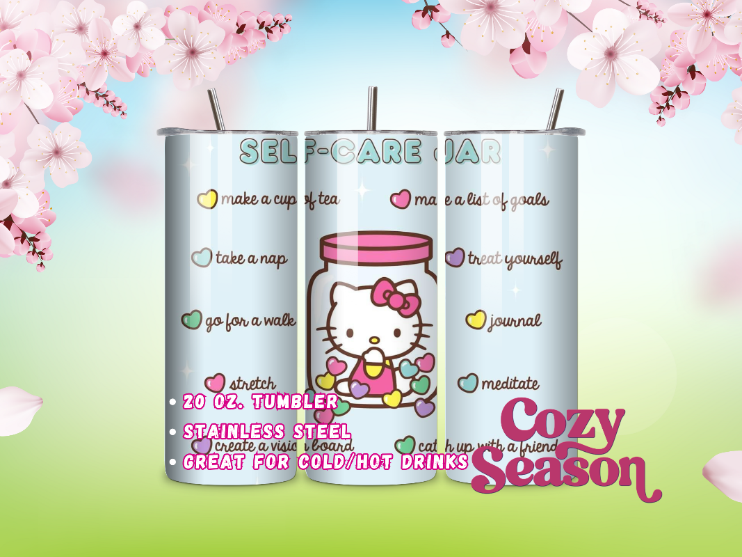 Self-Care Kitty - 20oz Stainless Steel Travel Tumbler