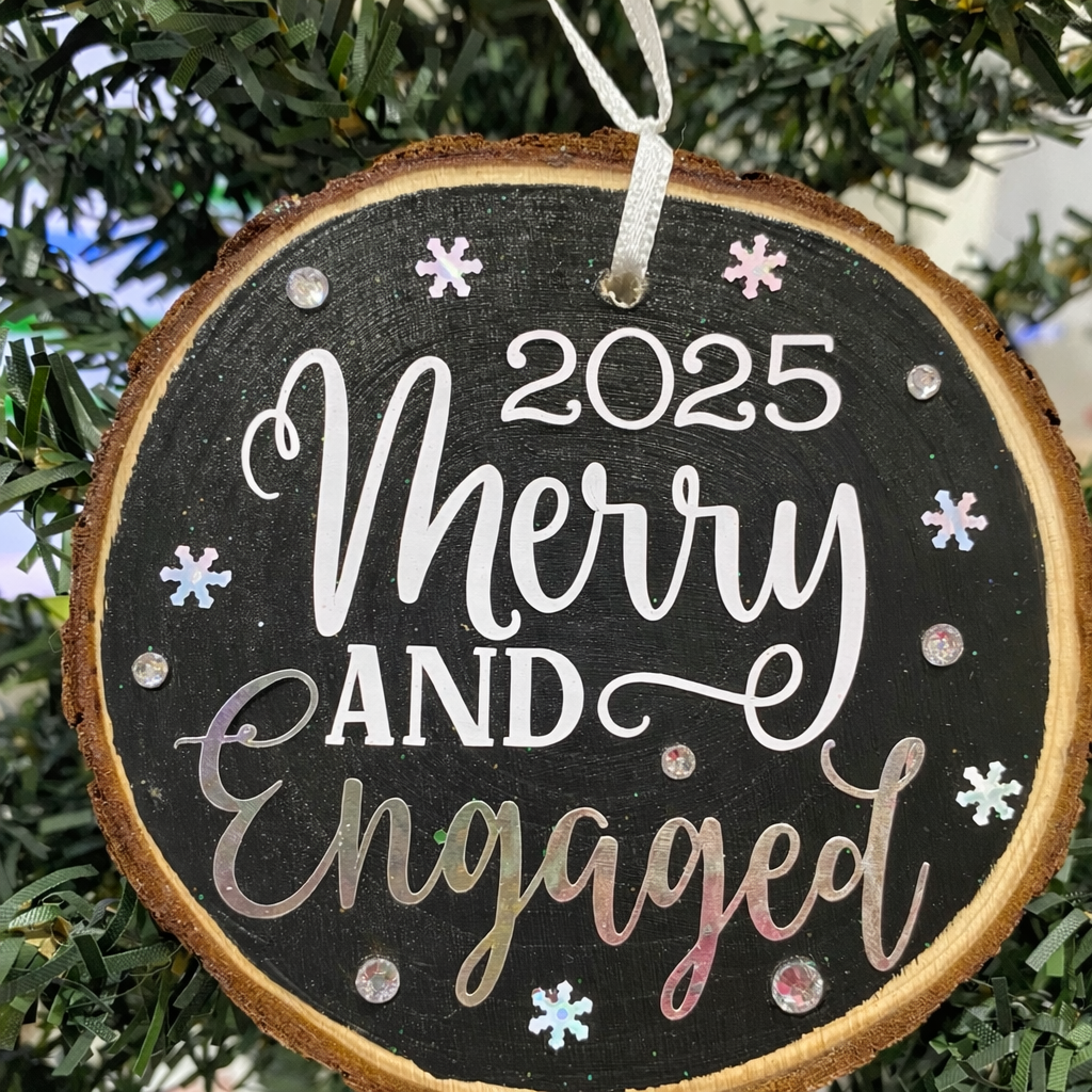 Merry & Engaged - Wood Ornament