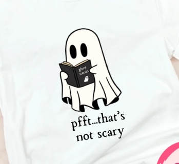 NOT SCARY GHOSTIE WITH BOOK - T-Shirt