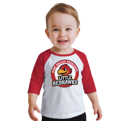 PINE VALLEY PRESCHOOL LOGO - Toddler 3/4 Sleeve T-Shirt RED