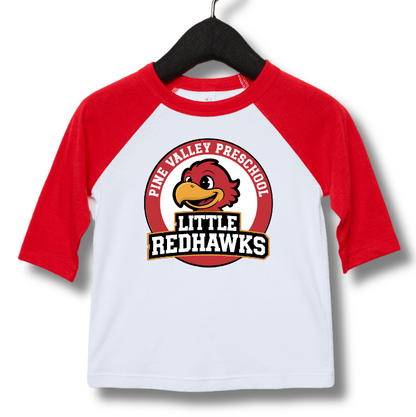 PINE VALLEY PRESCHOOL LOGO - Toddler 3/4 Sleeve T-Shirt RED