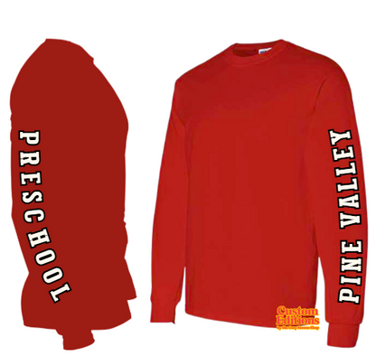 PINE VALLEY PRESCHOOL LOGO - ADULT Long-Sleeve T-Shirt RED