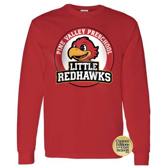 PINE VALLEY PRESCHOOL LOGO - ADULT Long-Sleeve T-Shirt RED