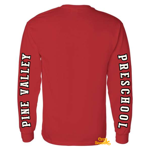 PINE VALLEY PRESCHOOL LOGO - ADULT Long-Sleeve T-Shirt RED