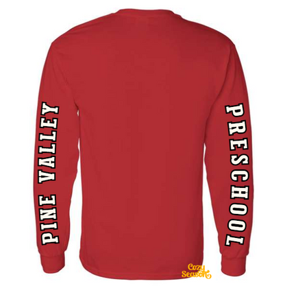 PINE VALLEY PRESCHOOL LOGO - ADULT Long-Sleeve T-Shirt RED