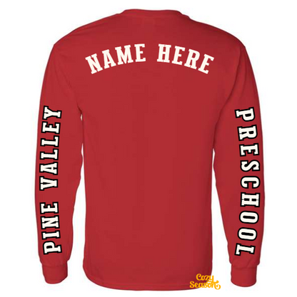 PINE VALLEY PRESCHOOL LOGO - ADULT Long-Sleeve T-Shirt RED
