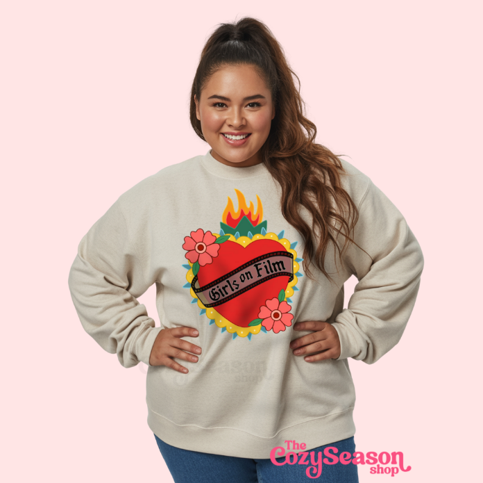 GIRLS ON FILM - Color logo on Cream Cozy Sweatshirt