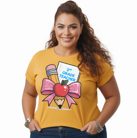 PERSONALIZED GRADE COQUETTE STYLE PENCIL & APPLE - Unisex T-SHIRT