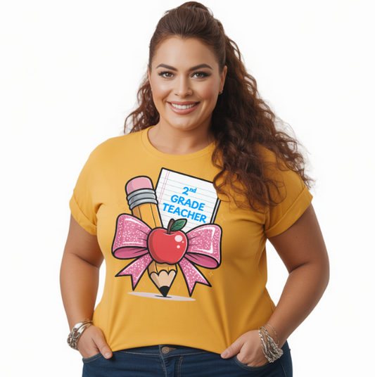 PERSONALIZED GRADE COQUETTE STYLE PENCIL & APPLE - Unisex T-SHIRT