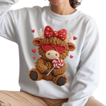 SWEETIE HIGHLAND COW - Unisex Sweatshirt - Faux Crochet
